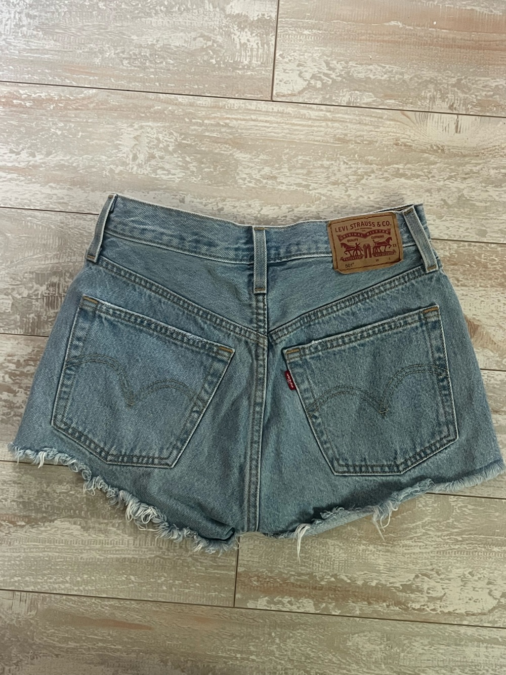 Levi's Light Blue Denim Cutoff Shorts with Frayed Hem
